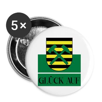 Erzgebirge Glück auf Sachsen - Buttons groß 56 mm (5er Pack) - Weiß - Vorne