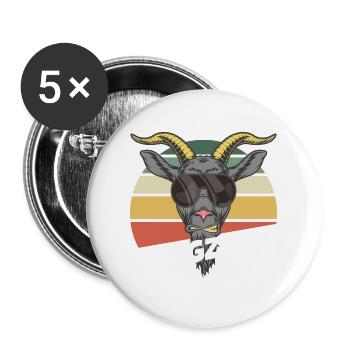 Bergziege Erzgebirge Sachsen Wandern - Buttons groß 56 mm (5er Pack) - Weiß - Vorne