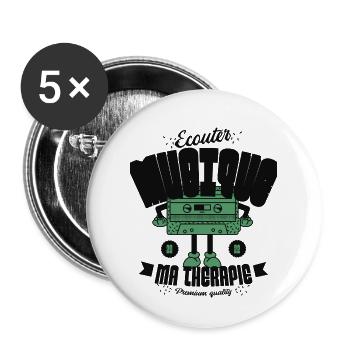 Ecouter musique ma thérapie - Lot de 5 grands badges (56 mm) - blanc - Devant