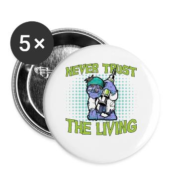 Horreur Halloween Le Vivant Effrayant - Lot de 5 grands badges (56 mm) - blanc - Devant