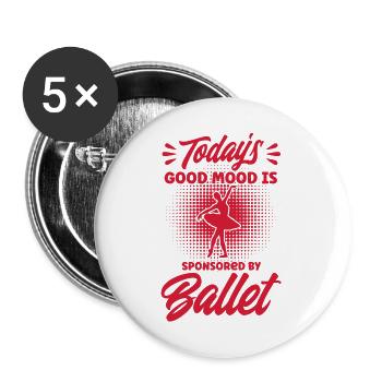 Ballett Mädchen Ballett tanzen Ballett Tanz - Buttons groß 56 mm (5er Pack) - Weiß - Vorne