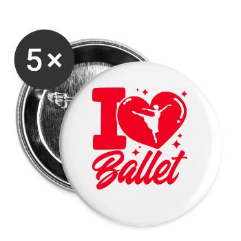 Ballett Tänzerin Ballett tanzen Ballett Mädchen - Buttons groß 56 mm (5er Pack) - Weiß - Vorne