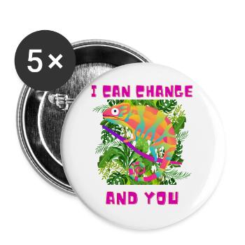 Drôle de caméléon ;) - Lot de 5 grands badges (56 mm) - blanc - Devant