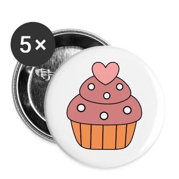 cooking bake heart cake cupcake colorful gift - Buttons large 2.2''/56 mm (5-pack) - white - Front