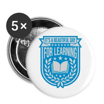 beautiful day for learning - Buttons large 2.2''/56 mm (5-pack) - white - Front