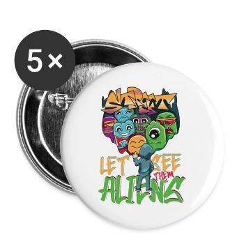 Let See Them Aliens Graffiti Spray Kunst Street - Buttons groß 56 mm (5er Pack) - Weiß - Vorne