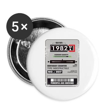 Three-phase meter birthday 1982 Gift - Buttons large 2.2''/56 mm (5-pack) - white - Front