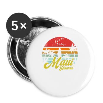 Maui Hawaii Retro Vintage Hawaiian Beach Funny - Buttons large 2.2''/56 mm (5-pack) - white - Front