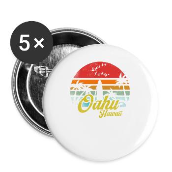 Oahu Hawaii Retro Vintage Hawaiian Beach Funny - Buttons large 2.2''/56 mm (5-pack) - white - Front