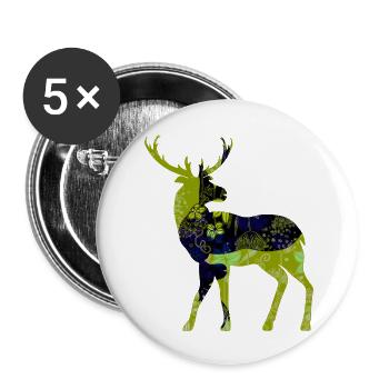 Cerf - Lot de 5 grands badges (56 mm) - blanc - Devant