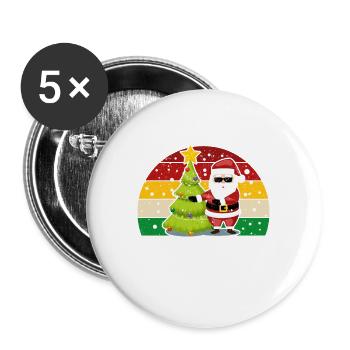 Weihnachtsmann Floss Xmas Flossing Around The - Buttons groß 56 mm (5er Pack) - Weiß - Vorne