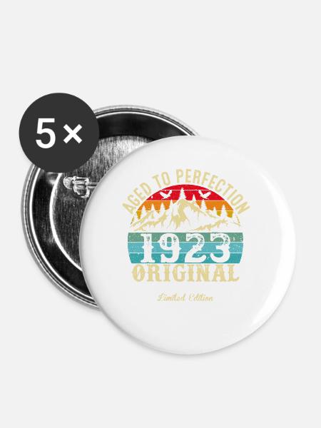 Perfekt gealtert 1923 Original - Buttons groß 56 mm (5er Pack) - Weiß