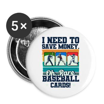 Carte de baseball Cadeau de collectionneur de cartes de baseball - Lot de 5 grands badges (56 mm) - blanc - Devant