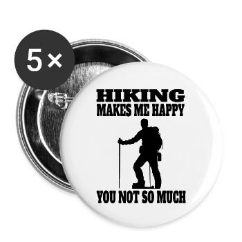 Wandern Berg Bouldern Berge Klettern Bergsteigen - Buttons groß 56 mm (5er Pack) - Weiß - Vorne