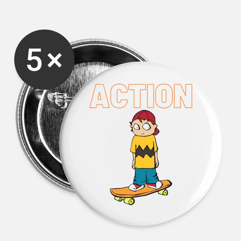 Skate Action - Buttons large 2.2''/56 mm (5-pack) - white