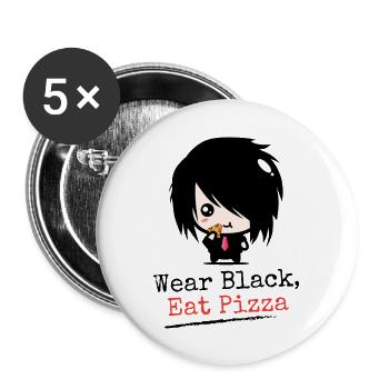 Wear Black Eat Pizza | Boys Emo clothes | Emocoree - Buttons large 2.2''/56 mm (5-pack) - white - Front