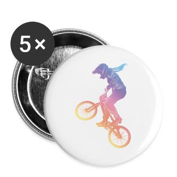 Motocross Woman Silhouette - Buttons large 2.2''/56 mm (5-pack) - white - Front