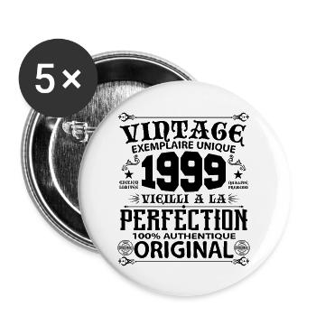 1999 Vintage Anniversaire 1999 original birthday - Lot de 5 grands badges (56 mm) - blanc - Devant