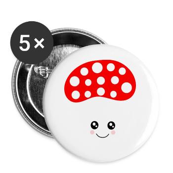 Kawaii, mushroom, toadstool - Buttons large 2.2''/56 mm (5-pack) - white - Front