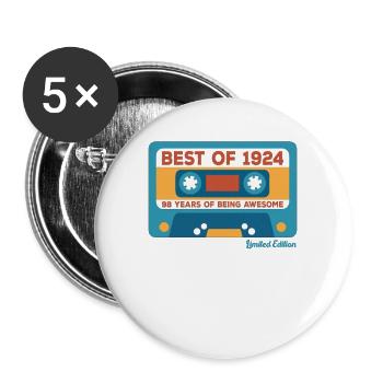 1924 Vintage Vintage Retro Cadeau D’anniversaire - Lot de 5 grands badges (56 mm) - blanc - Devant