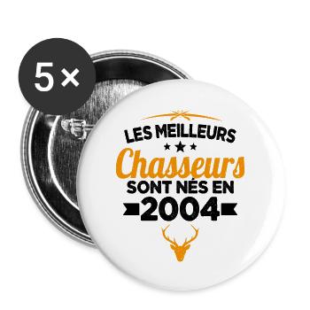 Les Meilleurs Chasseurs nés en 2004 Cadeau - Lot de 5 grands badges (56 mm) - blanc - Devant