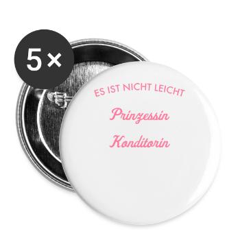 Prinzessin und Konditorin I I Backstube Bäckerei - Buttons groß 56 mm (5er Pack) - Weiß - Vorne