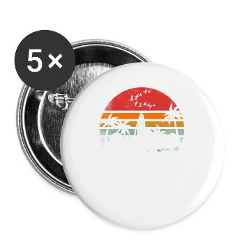 Sunshine And Coffee Beach Funny Retro Vintage 70s - Buttons large 2.2''/56 mm (5-pack) - white - Front