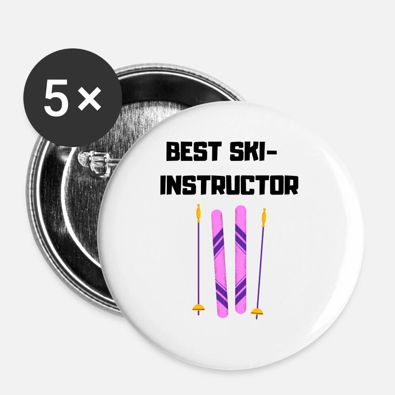 Miglior Maestro di Sci Miglior Maestro di Sci - Confezione da 5 spille grandi (56 mm) - bianco