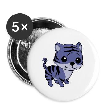 Tigre Bande Dessinée Animal - Lot de 5 grands badges (56 mm) - blanc - Devant
