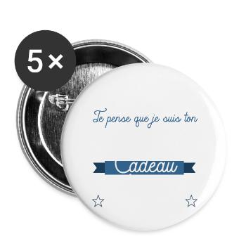 Papy ton plus beau cadeau cadeau grand père - Lot de 5 grands badges (56 mm) - blanc - Devant
