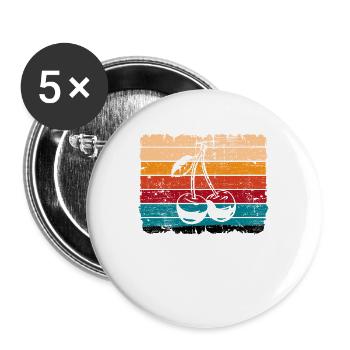 Cherry Fruit Lover Retro Healthy Idée cadeau - Lot de 5 grands badges (56 mm) - blanc - Devant