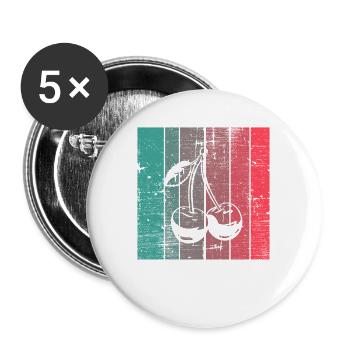 Idée de cadeau sain rétro pour les amoureux des fruits de cerise - Lot de 5 grands badges (56 mm) - blanc - Devant
