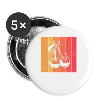 Idée de cadeau sain rétro pour les amoureux des fruits de cerise - Lot de 5 grands badges (56 mm) - blanc - Devant