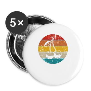Cherry Fruit Lover Retro Healthy Gift idea - Buttons large 2.2''/56 mm (5-pack) - white - Front