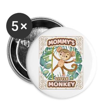 Cute monkey funny saying, kids, mommys monkey - Buttons large 2.2''/56 mm (5-pack) - white - Front