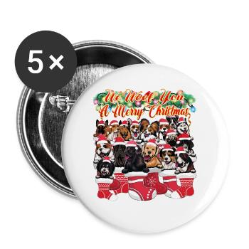 Funny Dog Christmas Pun - Cute Dogs Decoration - Buttons large 2.2''/56 mm (5-pack) - white - Front