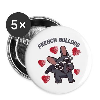 Français Bulldog Parfait pour le café - Lot de 5 grands badges (56 mm) - blanc - Devant