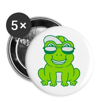 Cooler kleiner Frosch Junge - Buttons groß 56 mm (5er Pack) - Weiß - Vorne