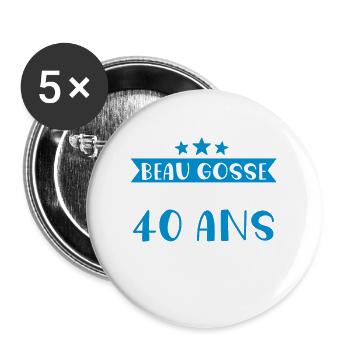 Beau gosse de 40 ans je gère cadeau anniversaire - Lot de 5 grands badges (56 mm) - blanc - Devant