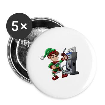 Männer Frauen süße Elfe Weihnachten teures Gas - Buttons groß 56 mm (5er Pack) - Weiß - Vorne