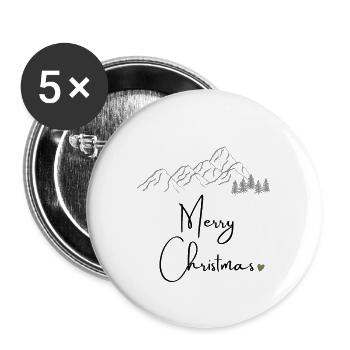 Merry Christmas - Buttons groß 56 mm (5er Pack) - Weiß - Vorne