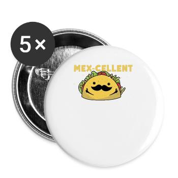 Taco Mexikanische Essen Mexico Tortilla Burrito - Buttons groß 56 mm (5er Pack) - Weiß - Vorne