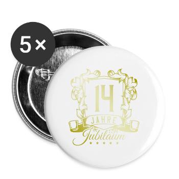 14 Zahl wappen - Buttons groß 56 mm (5er Pack) - Weiß - Vorne