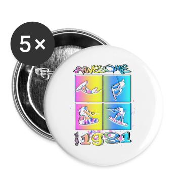 Awesome since 1981. Wakeboard Lifestyle - Buttons large 2.2''/56 mm (5-pack) - white - Front