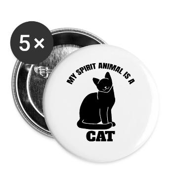Katze Haustier Hauskatze Kätzchen Kater Katzenhaar - Buttons groß 56 mm (5er Pack) - Weiß - Vorne