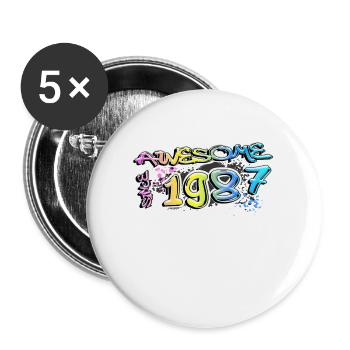 Génial depuis 1987 Graffiti Motif - Lot de 5 grands badges (56 mm) - blanc - Devant
