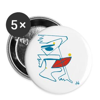 Drawing Line Art Illustration Mrs. Bunt - Buttons large 2.2''/56 mm (5-pack) - white - Front