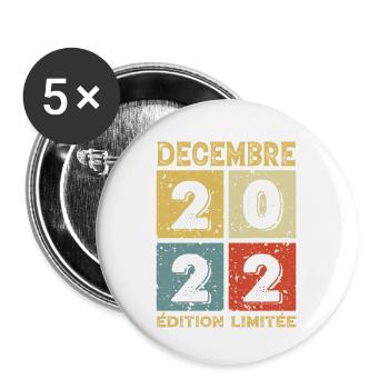 Anniversaire Vintage Idée Cadeau Décembre 2022 - Lot de 5 grands badges (56 mm) - blanc - Devant