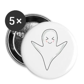 Halloween T-shirt Ghost spooky cute shirt - Buttons large 2.2''/56 mm (5-pack) - white - Front