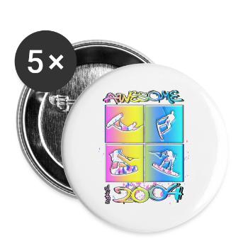 Awesome since 2004. Wakeboard Lifestyle - Buttons groß 56 mm (5er Pack) - Weiß - Vorne